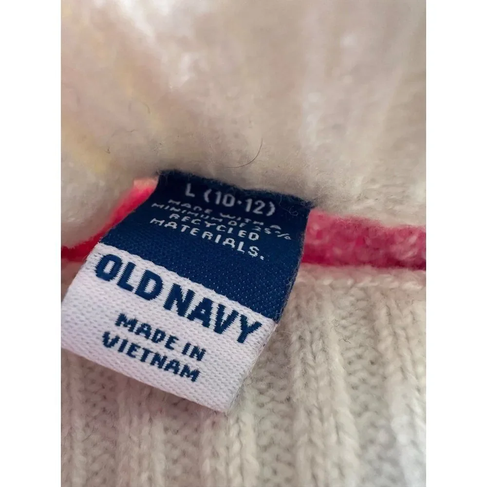 Girls Old Navy Girls 10/12 Pink Fair Isle Mock-Neck Pullover Sweater